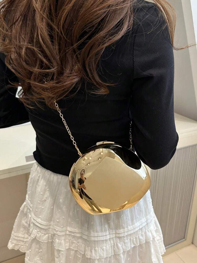 Gold Acrylic Shell Box Clutch Party Bag detail photo 4 - Bags at ShopKaar