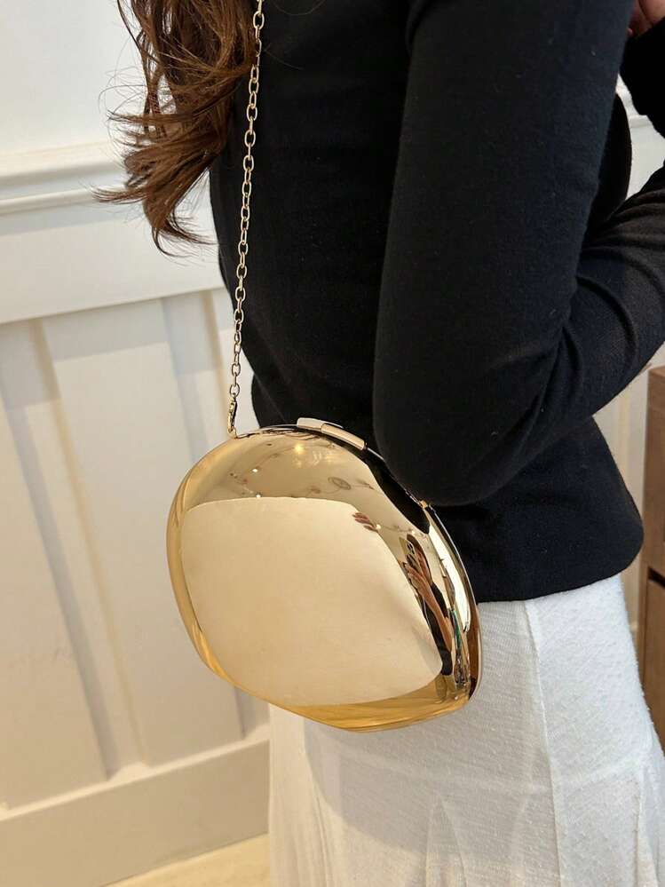 Gold Acrylic Shell Box Clutch Party Bag detail photo 5 - Bags at ShopKaar
