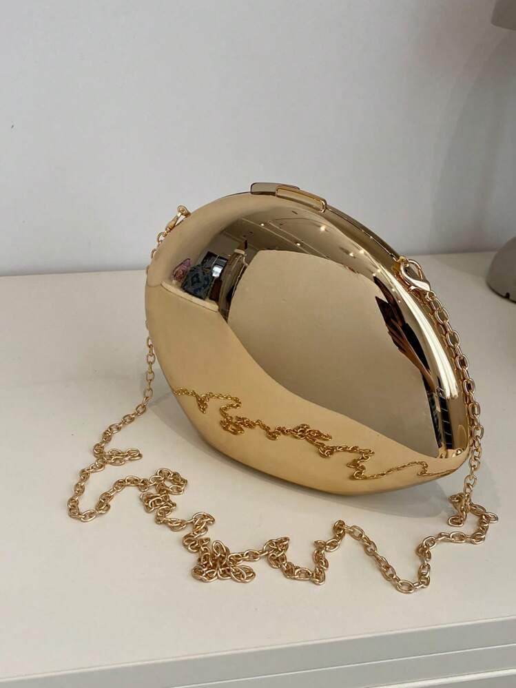 Gold Acrylic Shell Box Clutch Party Bag detail photo 10 - Bags at ShopKaar