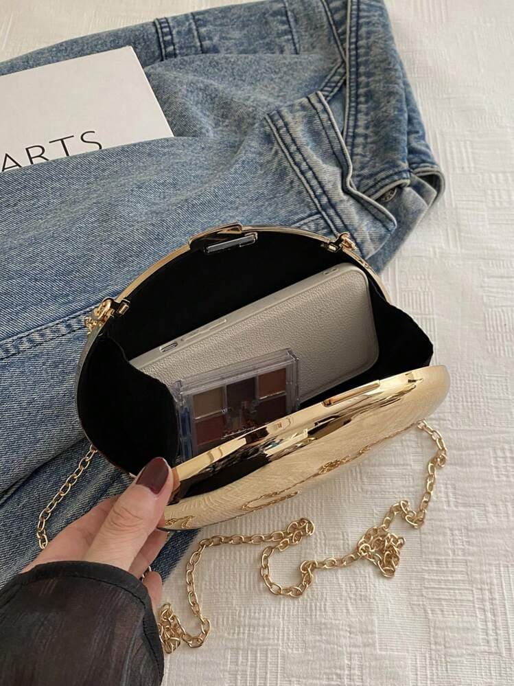 Gold Acrylic Shell Box Clutch Party Bag detail photo 12 - Bags at ShopKaar