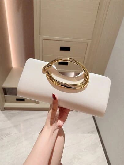 Metal Bar Decor Mini Box Clutch Bag main product photo - Bags at ShopKaar