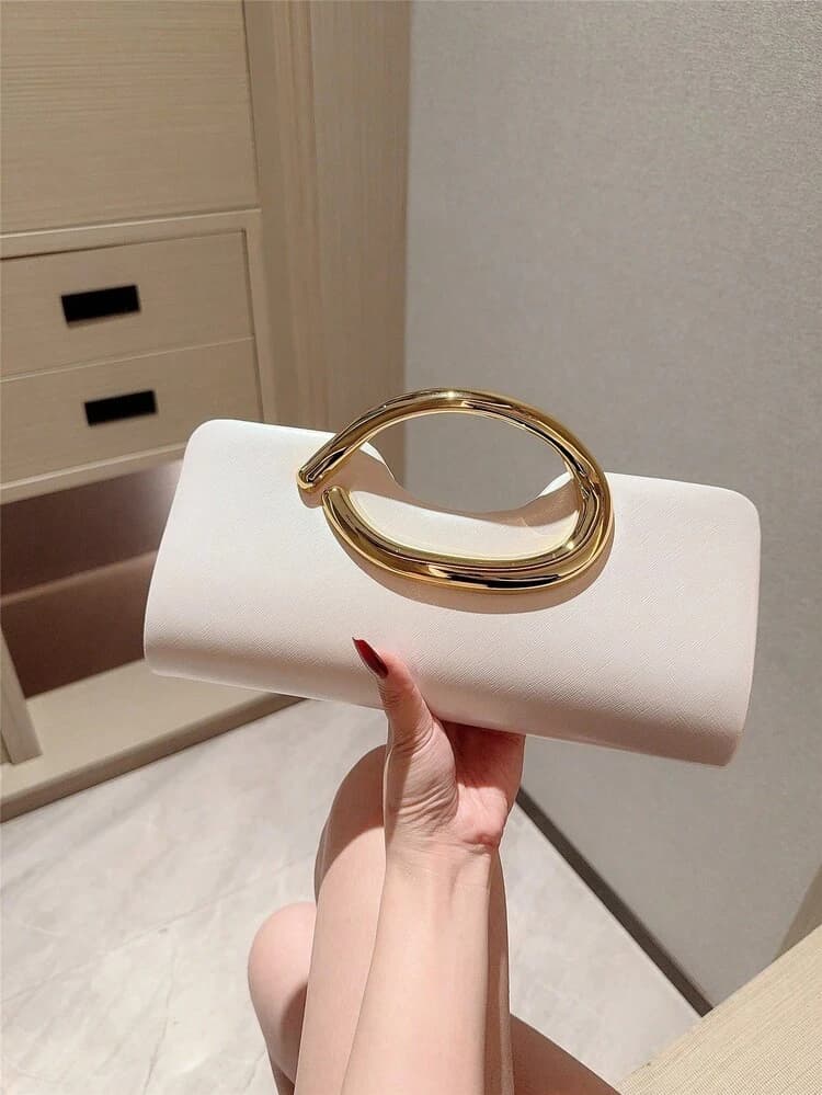 Metal Bar Decor Mini Box Clutch Bag detail photo 3 - Bags at ShopKaar