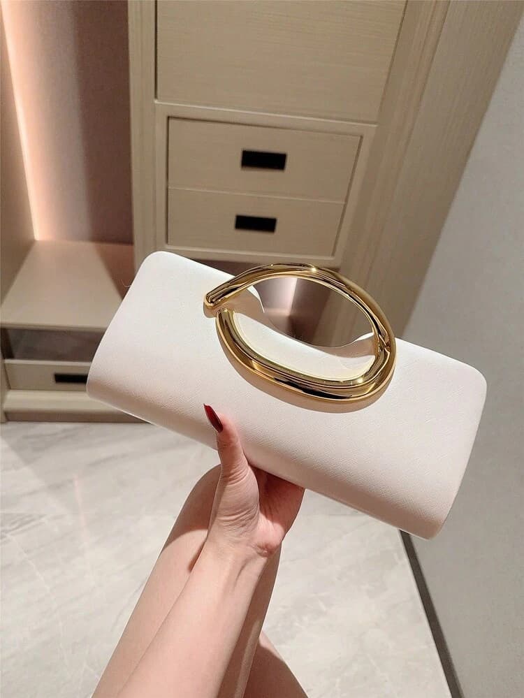 Metal Bar Decor Mini Box Clutch Bag detail photo 5 - Bags at ShopKaar