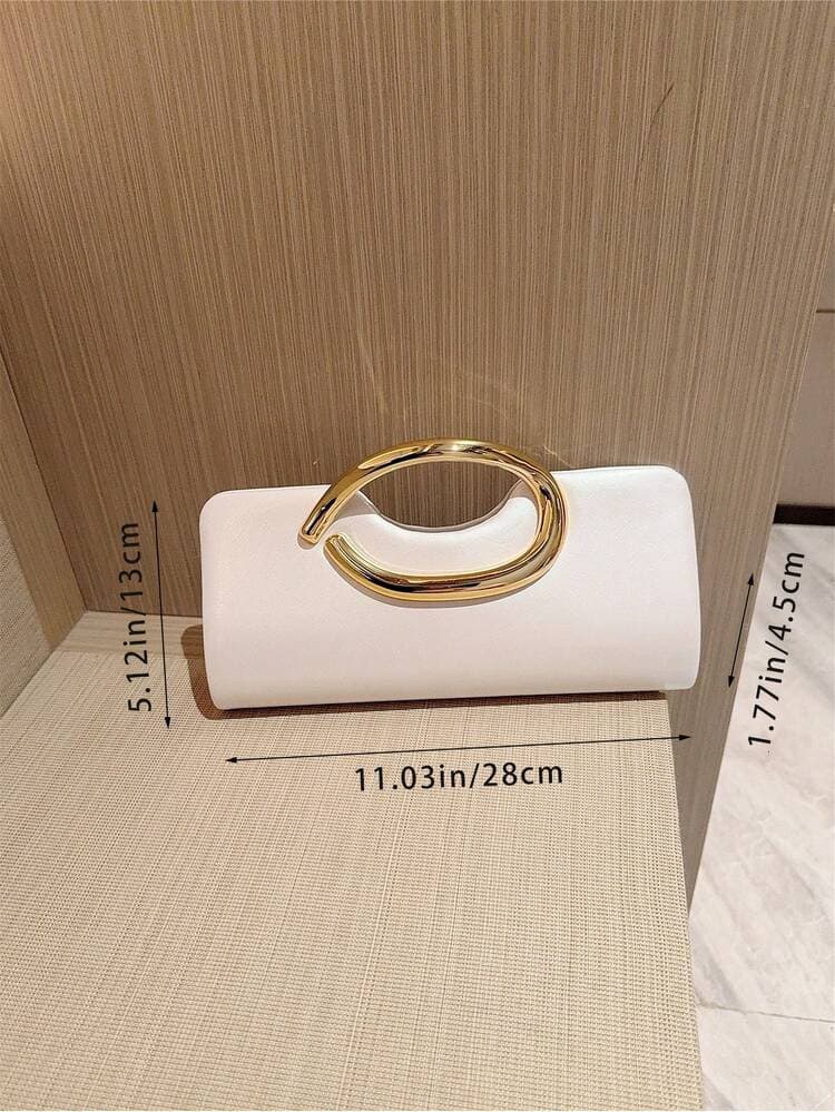 Metal Bar Decor Mini Box Clutch Bag detail photo 6 - Bags at ShopKaar