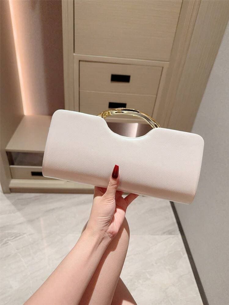Metal Bar Decor Mini Box Clutch Bag detail photo 8 - Bags at ShopKaar