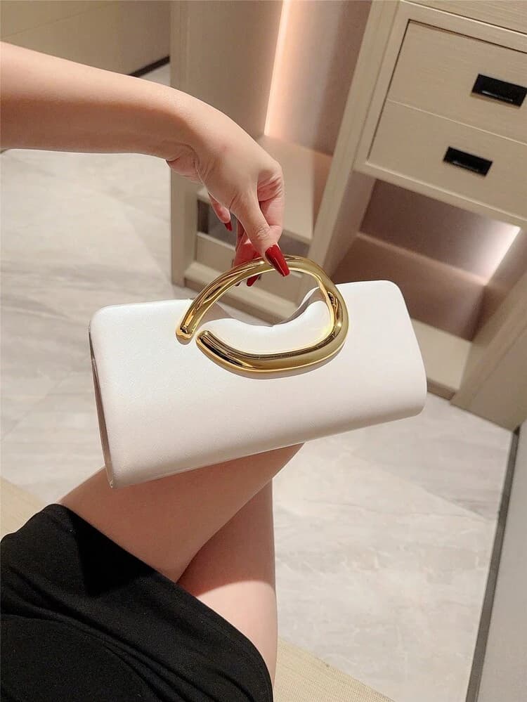 Metal Bar Decor Mini Box Clutch Bag detail photo 9 - Bags at ShopKaar