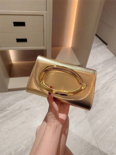 Shiny Metal Bar Mini Box Clutch Bag main product photo - Bags at ShopKaar