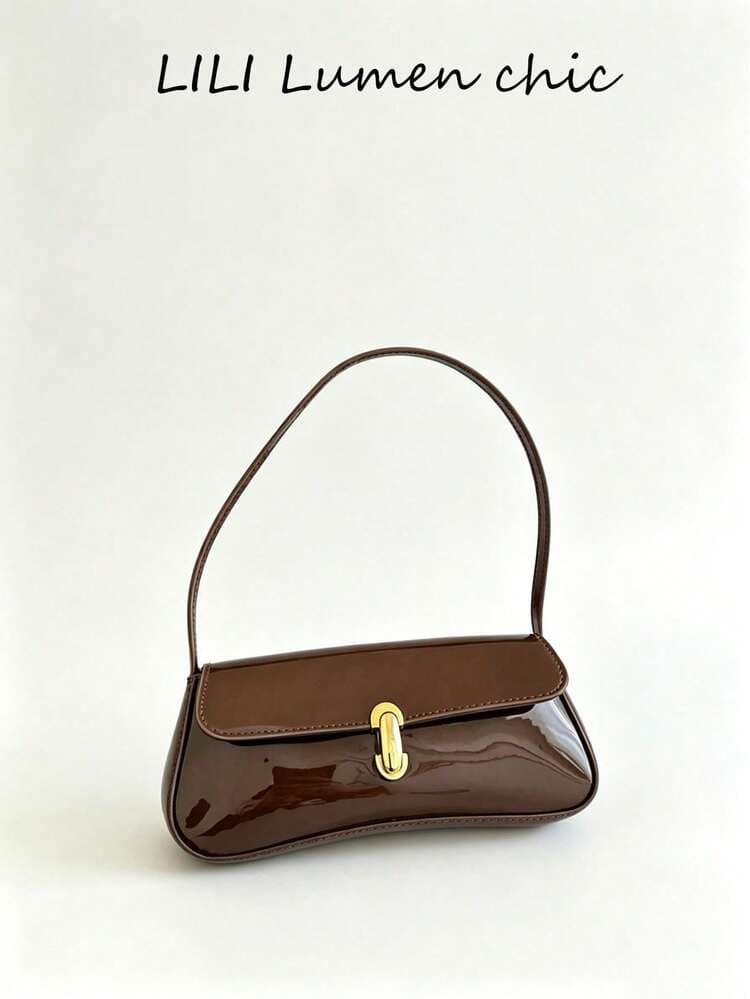 Vintage French Flap Lock PU Shoulder Bag detail photo 8 - Bags at ShopKaar