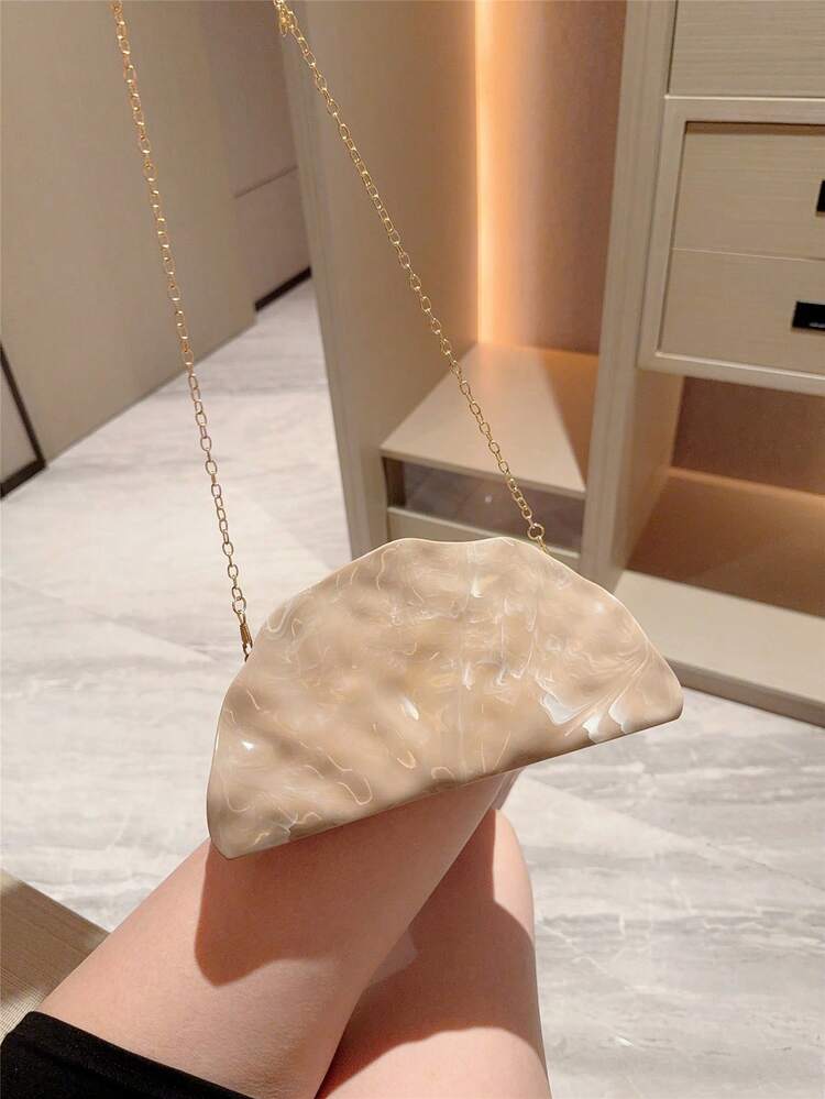 Marble Asymmetrical Metallic Box Clutch Bag detail photo 7 - Bags at ShopKaar