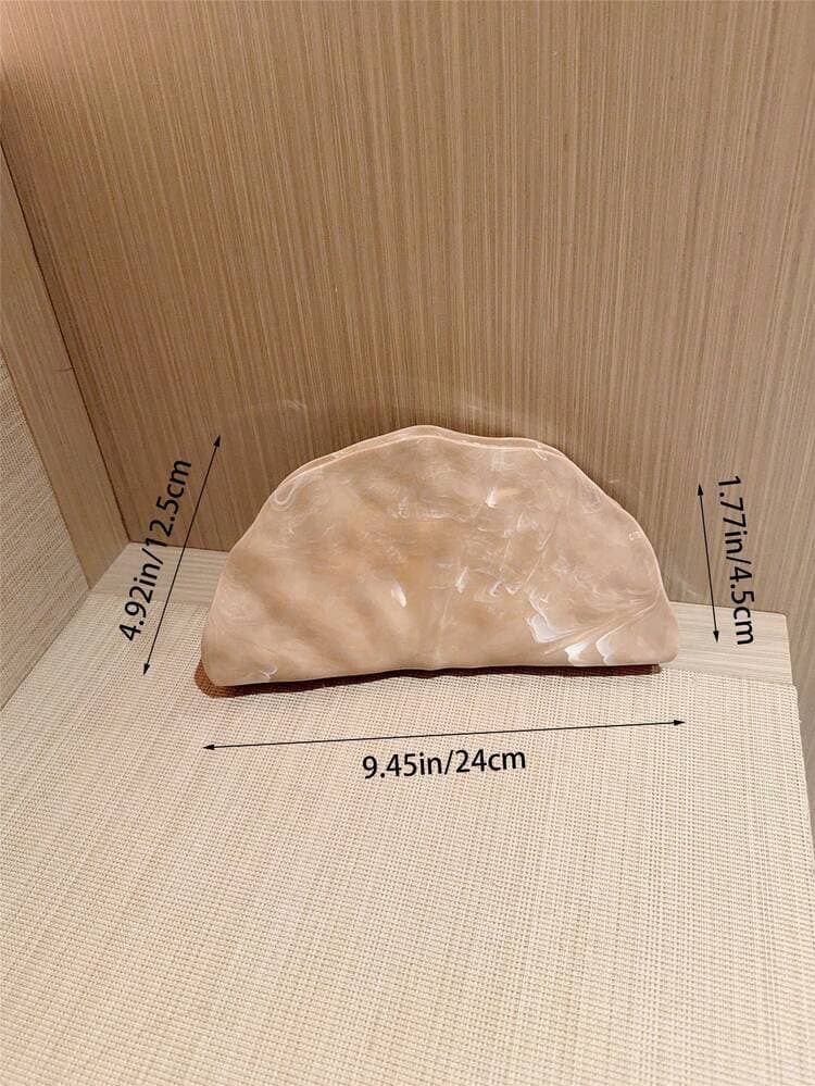 Marble Asymmetrical Metallic Box Clutch Bag detail photo 8 - Bags at ShopKaar