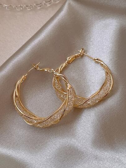 Cubic Zirconia Decor Hoop Earrings main product photo - Earrings at ShopKaar