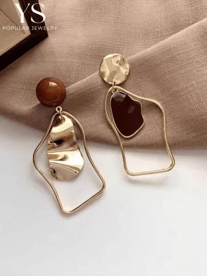 Asymmetrical Geometric Resin Drop Earrings main product photo - Earrings at ShopKaar
