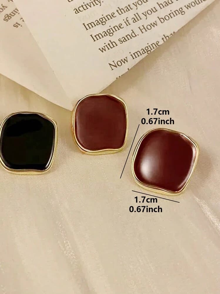 Vintage Burgundy Small Square Stud Earrings detail photo 5 - Earrings at ShopKaar