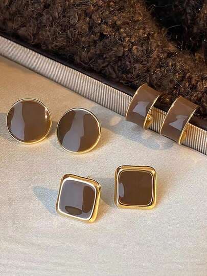 Retro Cube Stud Earrings Set - 3 Pairs main product photo - Earrings at ShopKaar