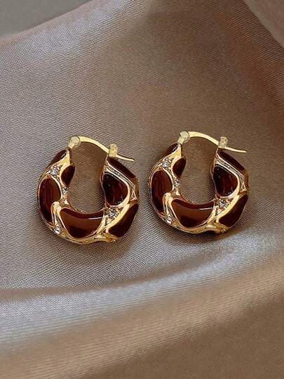 Vintage Rhinestone Enamel Hoop Earrings main product photo - Earrings at ShopKaar