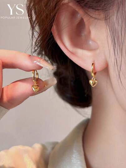 Cubic Zirconia Heart Small Hoop Earrings - 2pcs main product photo - Earrings at ShopKaar