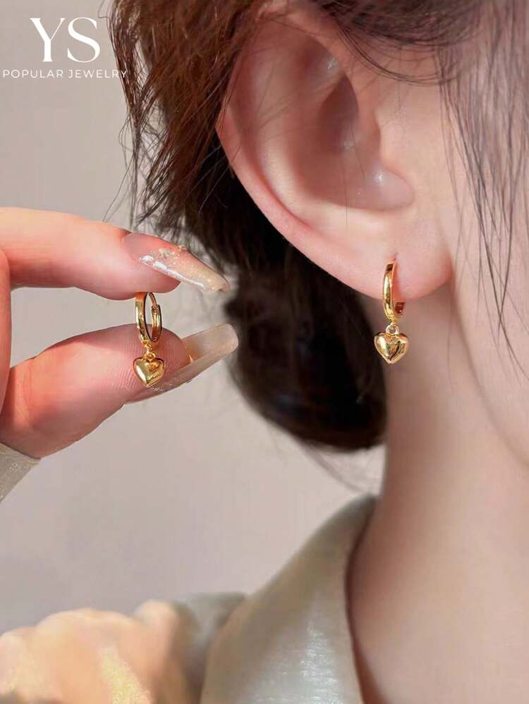 Cubic Zirconia Heart Small Hoop Earrings - 2pcs detail photo 2 - Earrings at ShopKaar