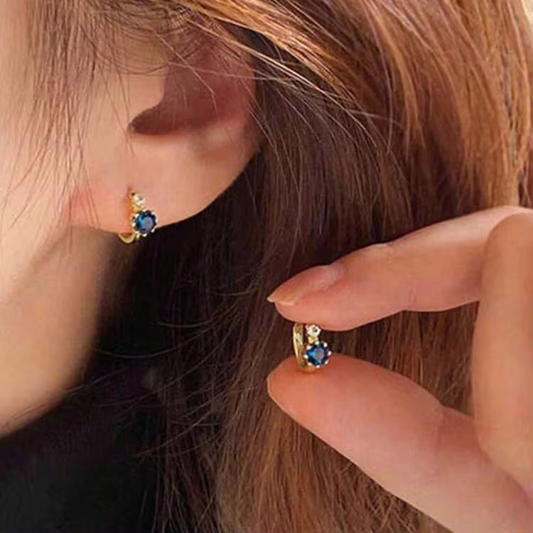 Cubic Zirconia Mini Hoop Earrings - 2pcs detail photo 5 - Earrings at ShopKaar
