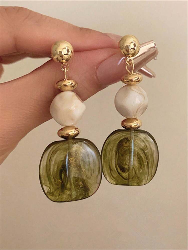 Tie Dye Acrylic Long Pendant Earrings detail photo 2 - Earrings at ShopKaar