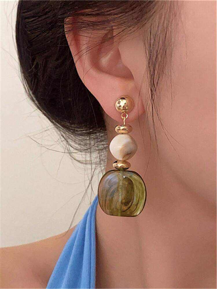 Tie Dye Acrylic Long Pendant Earrings detail photo 3 - Earrings at ShopKaar