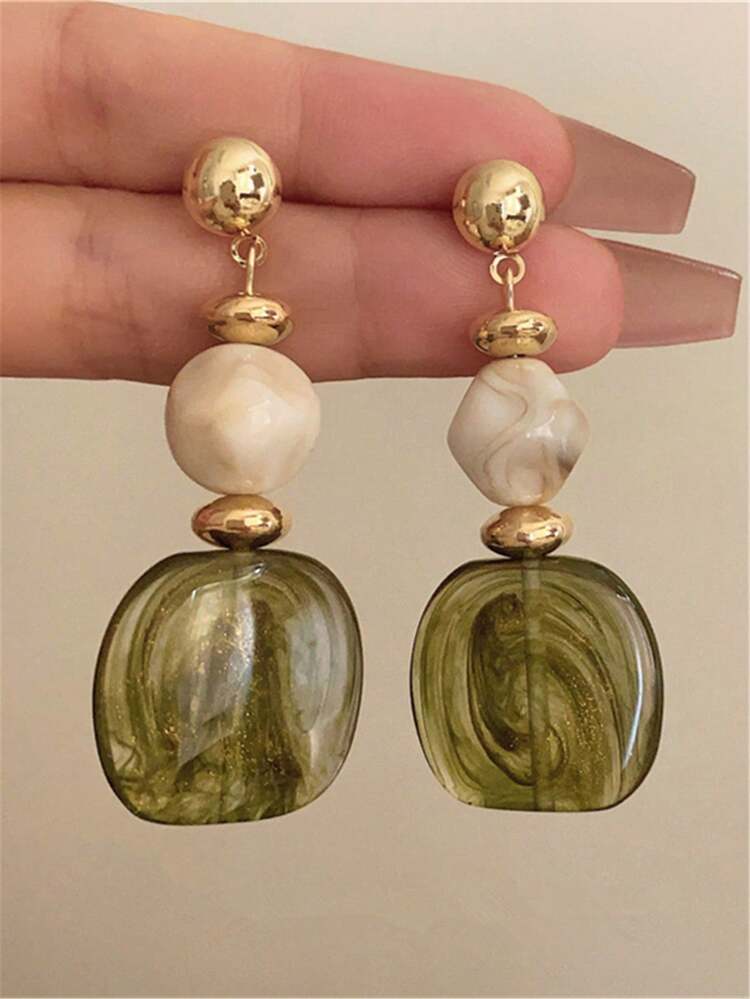 Tie Dye Acrylic Long Pendant Earrings detail photo 4 - Earrings at ShopKaar