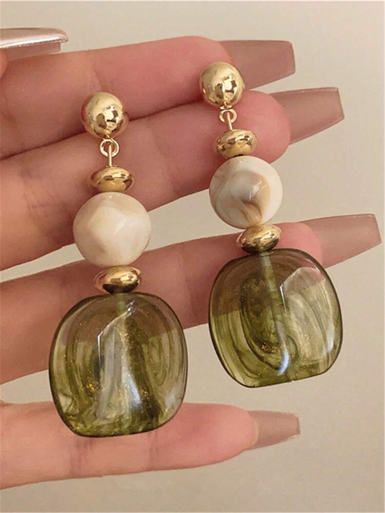 Tie Dye Acrylic Long Pendant Earrings detail photo 6 - Earrings at ShopKaar