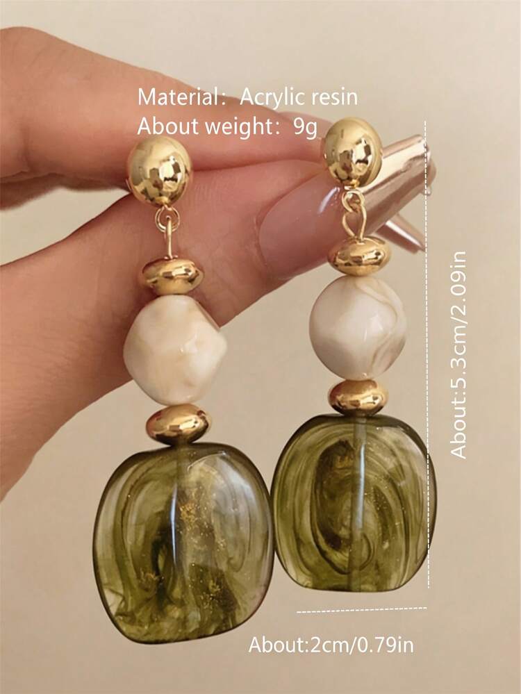 Tie Dye Acrylic Long Pendant Earrings detail photo 7 - Earrings at ShopKaar