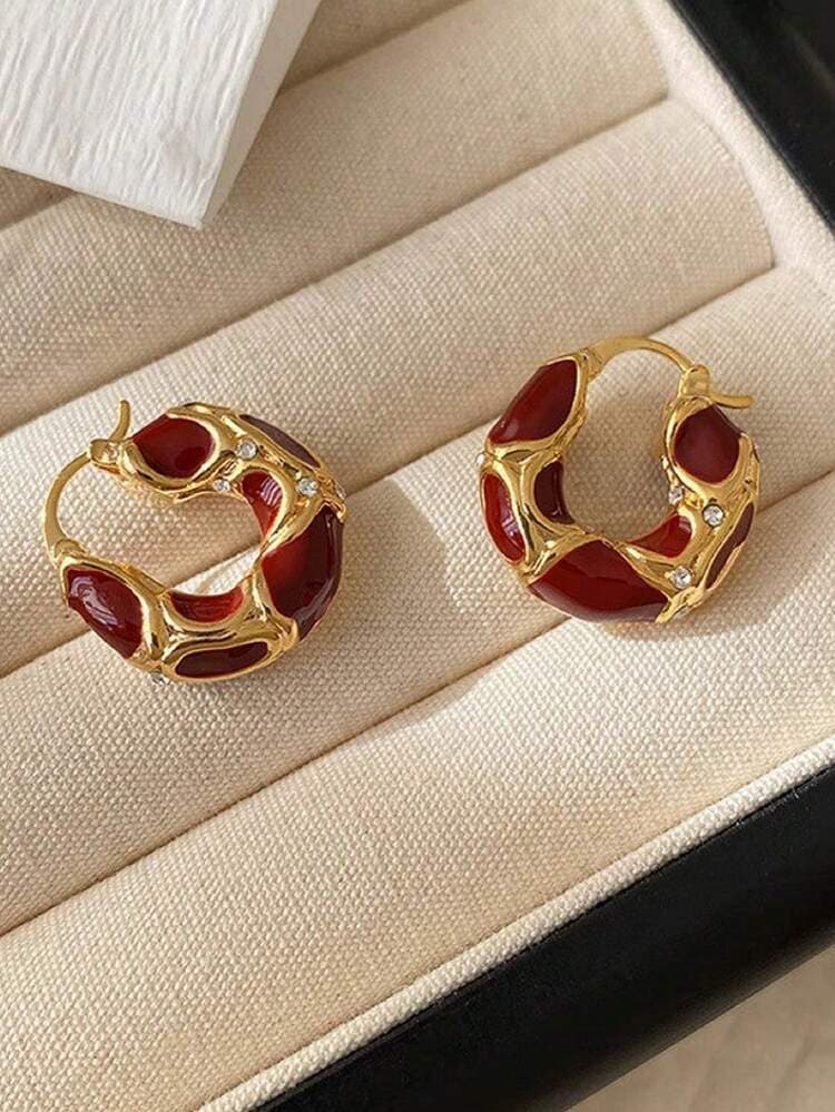 Brown Resin Tiger Eye Stud Earrings - 2pcs detail photo 9 - Earrings at ShopKaar
