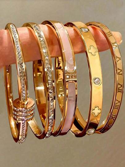 Sparkling Star Bangle Bracelet Set - 5pcs main product photo - Bracelets at ShopKaar