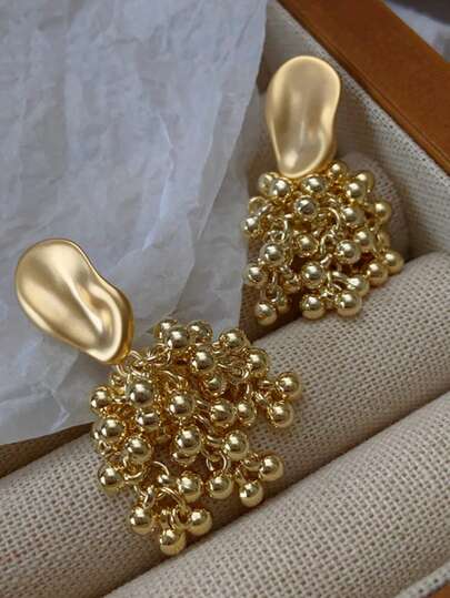 Asymmetrical Metal Ball Pendant Earrings main product photo - Earrings at ShopKaar
