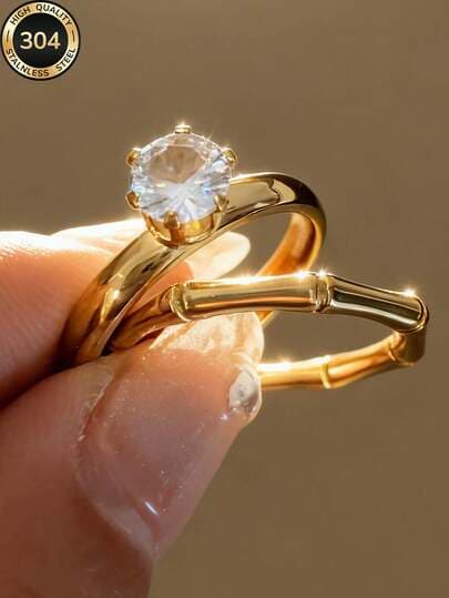 18K Gold Bamboo Knot Ring with Solitaire main product photo - Rings at ShopKaar