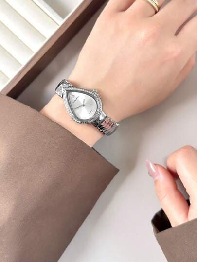 Luxury Teardrop Dial Quartz Watch, Metal Strap main product photo - Watches at ShopKaar