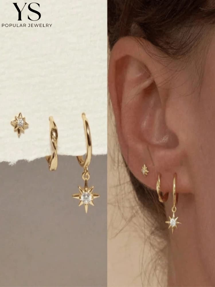 Mobius Twist CZ Stud & Pendant Set detail photo 2 - Earrings at ShopKaar