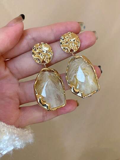 Retro Resin Geometric Drop Earrings main product photo - Earrings at ShopKaar