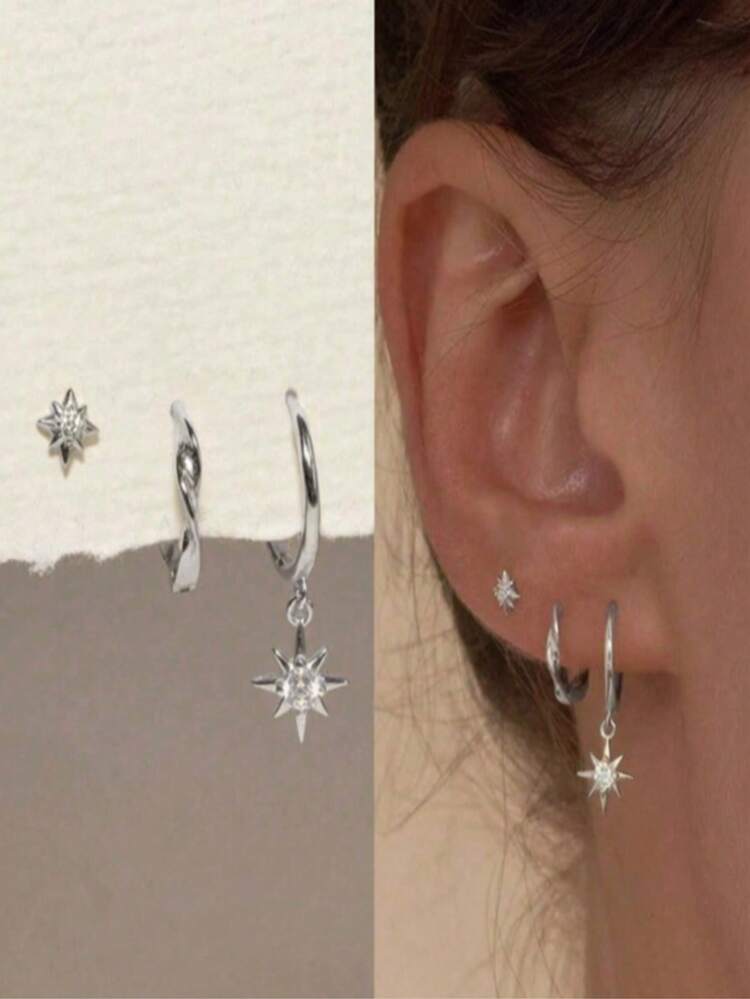 Mobius Twist CZ Stud & Pendant Set detail photo 3 - Earrings at ShopKaar