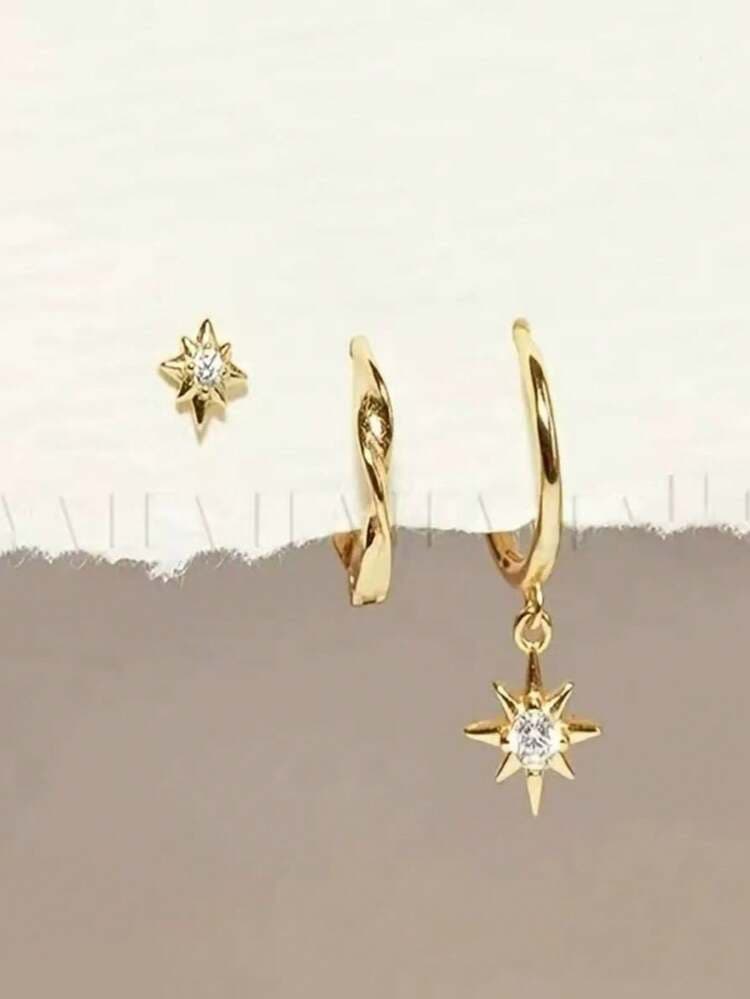 Mobius Twist CZ Stud & Pendant Set detail photo 4 - Earrings at ShopKaar