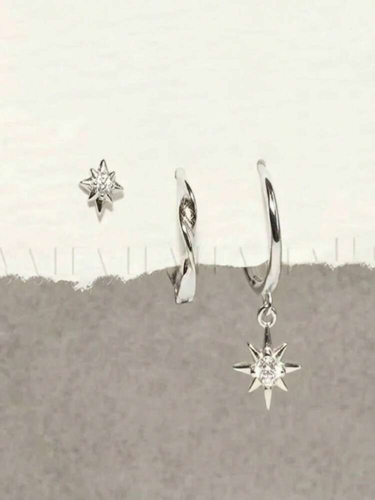 Mobius Twist CZ Stud & Pendant Set detail photo 6 - Earrings at ShopKaar