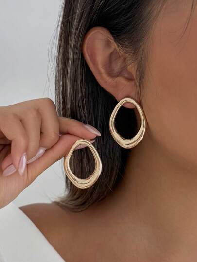 Minimalist Hollow Metal Teardrop Earrings main product photo - Earrings at ShopKaar