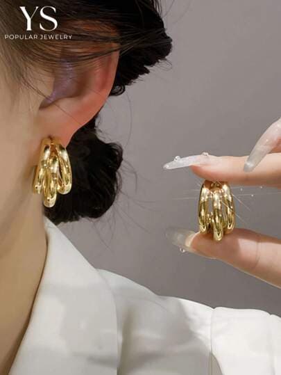 Gold Metal Thick Tube Hoop Earrings main product photo - Earrings at ShopKaar