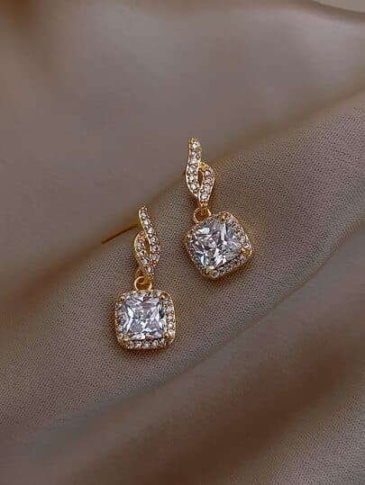 Geometric Rhinestone Drop Earrings main product photo - Earrings at ShopKaar