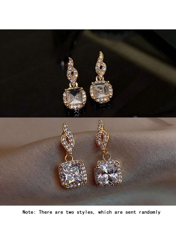 Geometric Rhinestone Drop Earrings detail photo 4 - Earrings at ShopKaar