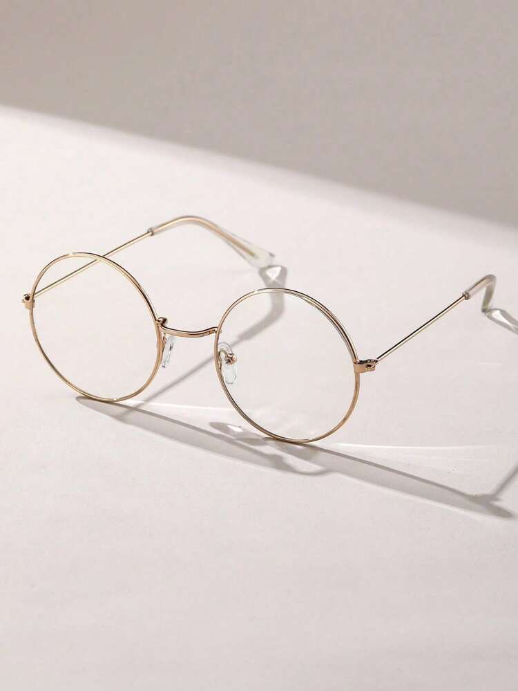 Women's Gold Round Metal Frame Clear Lens Glasses detail photo 4 - Eyewear at ShopKaar