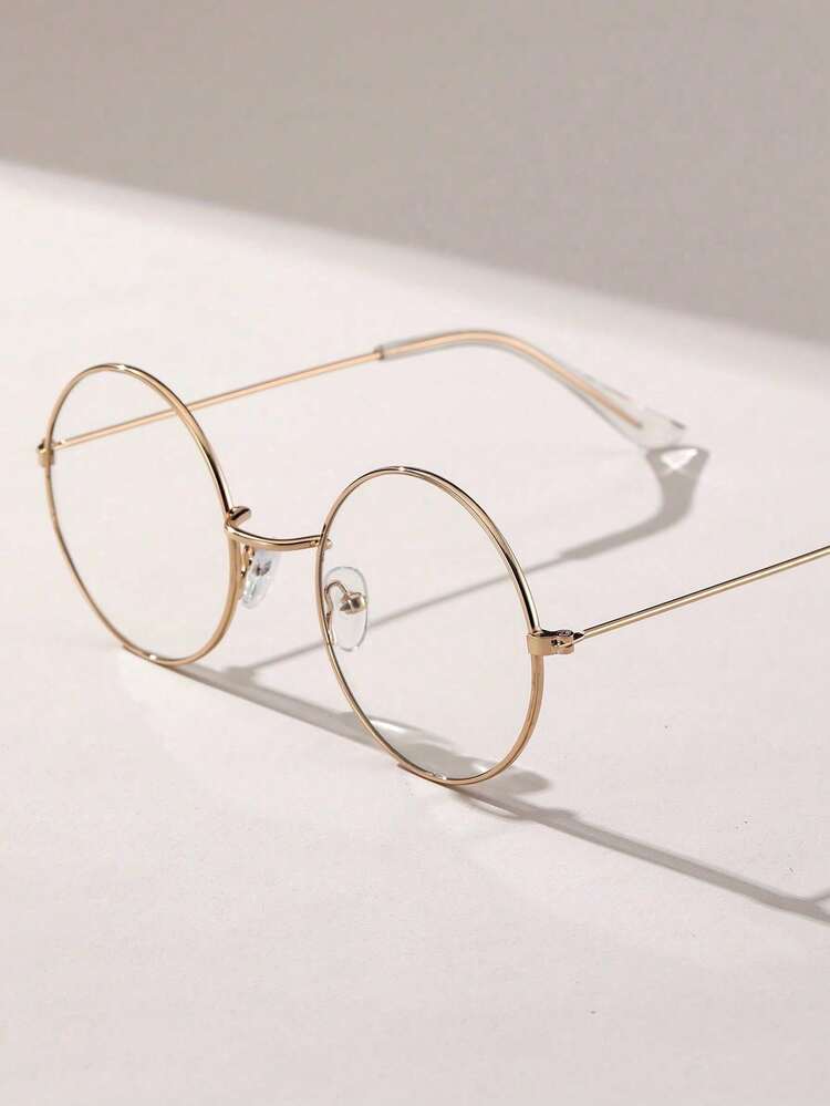 Women's Gold Round Metal Frame Clear Lens Glasses detail photo 5 - Eyewear at ShopKaar