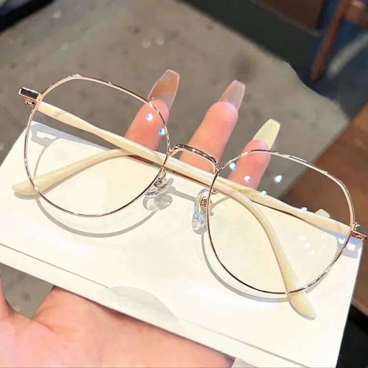 Milk Tea Round Frame Anti-Fatigue Computer Glasses detail photo 7 - Eyewear at ShopKaar