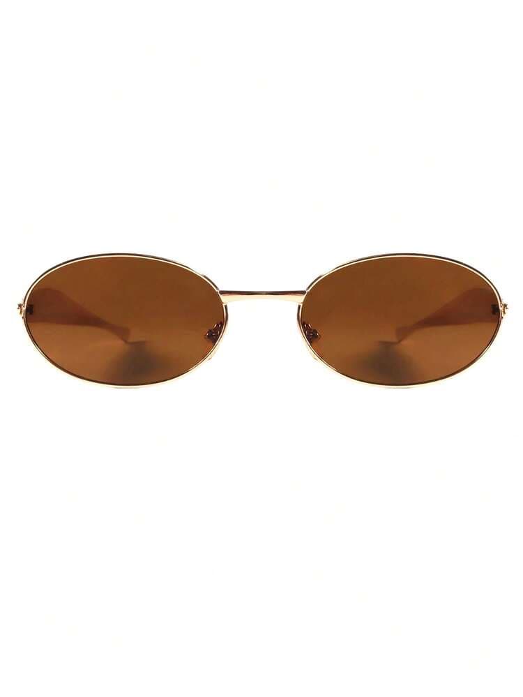 Retro Small Oval Frame Sunglasses with Dark Brown Lens detail photo 6 - Eyewear at ShopKaar