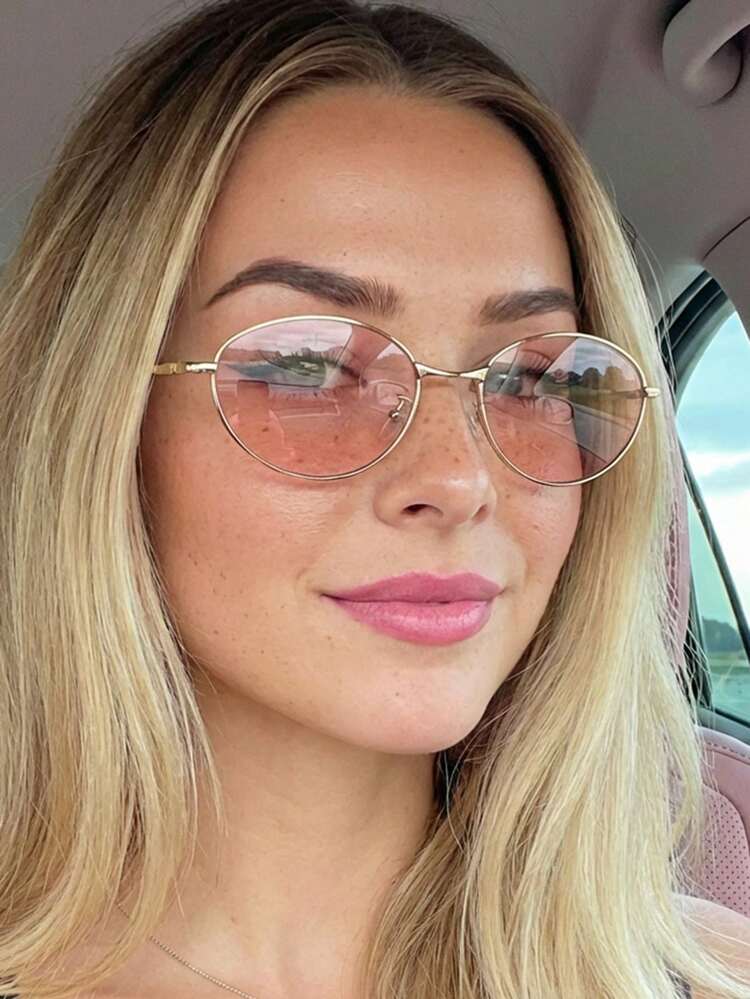 Silver Cat Eye Frame Pink Tinted Glasses detail photo 7 - Eyewear at ShopKaar