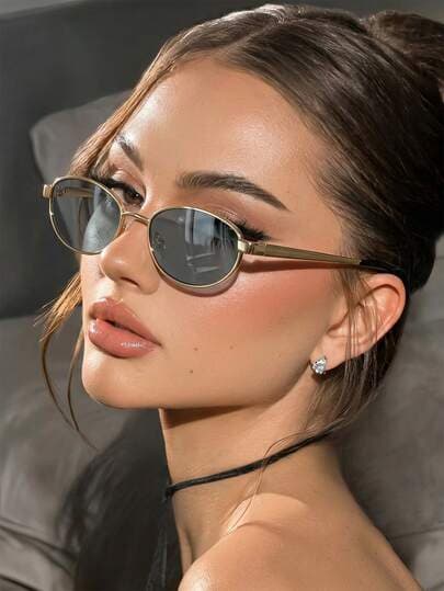 Women's Gold Oval Frame Vintage Sunglasses main product photo - Eyewear at ShopKaar