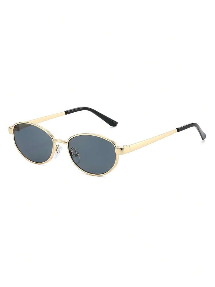 Women's Gold Oval Frame Vintage Sunglasses detail photo 3 - Eyewear at ShopKaar