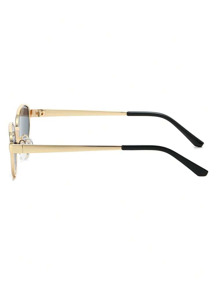 Women's Gold Oval Frame Vintage Sunglasses detail photo 4 - Eyewear at ShopKaar