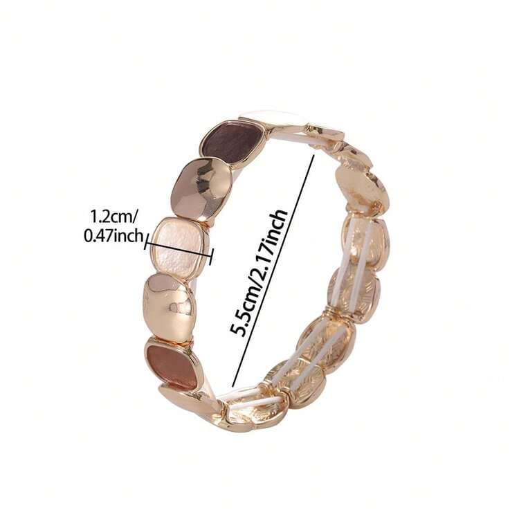 Retro Brown & Gold Enamel Stretch Bracelet detail photo 4 - Bracelets at ShopKaar